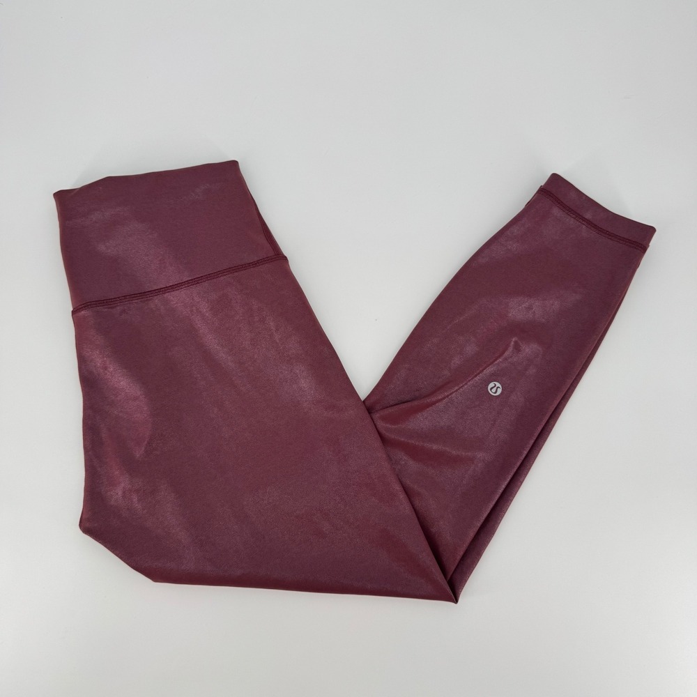 Lululemon Wunder Train High Rise Tight 25 Foil Red Merlot Burgundy Womens Sz 12